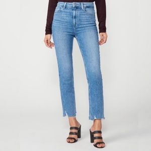 Paige Cindy High Waist Raw Hem Ankle Straight Leg Jeans
